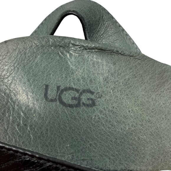 UGG Australia Isadora‎ Black Leather Ankle Strap Wedge Sandals - Picture 3 of 12